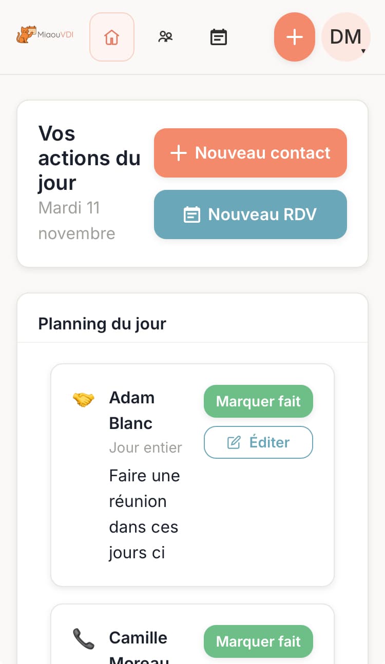 Tableau de bord MiaouVDI — priorités du jour, À régulariser